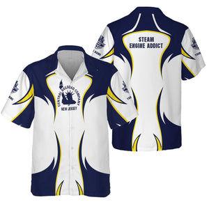 Railspirit Personalized Jersey Central Railroad Hawaiian Shirt Distinctive Flame Style CNJ Shirt For Steam Engine Addict