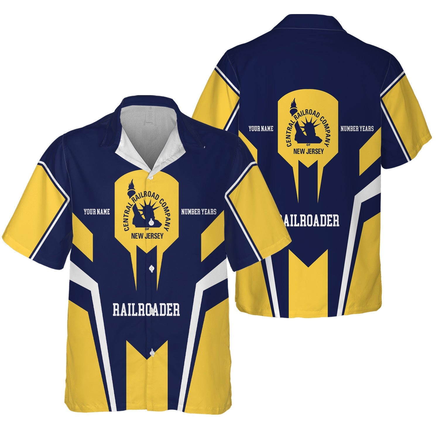 Railspirit Personalized CNJ Jersey Central Railroad Hawaiian Shirt Custom Year Railroader Shirt Gift Idea For Train Lover