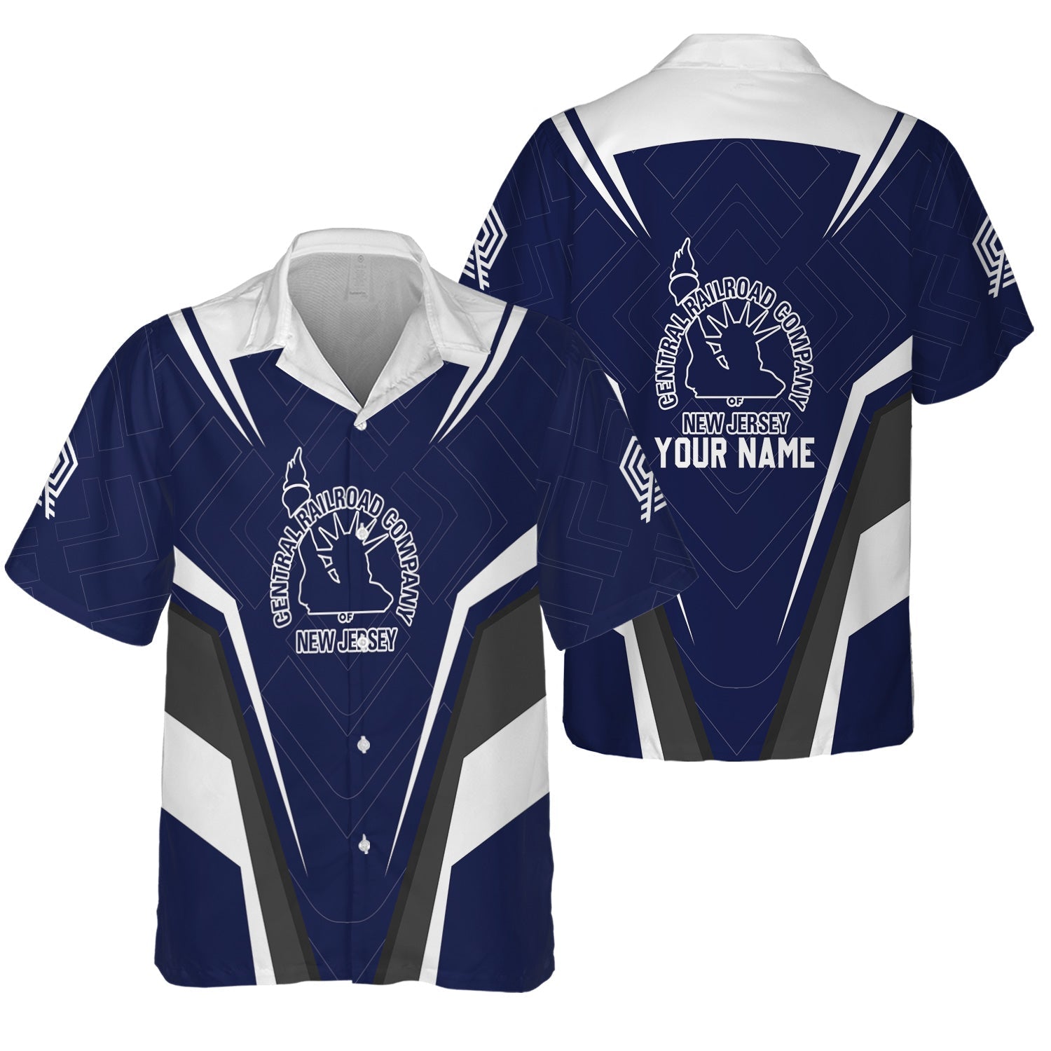 Railspirit Personalized Jersey Central Railroad Hawaiian Shirt Railway Inspired Apparel CNJ Train Shirt For Train Lovers