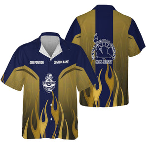Railspirit Custom Name and Job Title Jersey Central Railroad Hawaiian Shirt Flame Graphic CNJ Train Shirt For Rail Workers