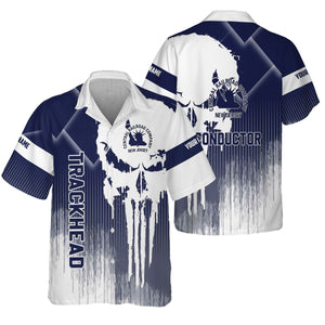Railspirit Personalized Jersey Central Railroad Hawaiian Shirt Skull Design with Custom Job CNJ Train Shirt for Trackhead Crew
