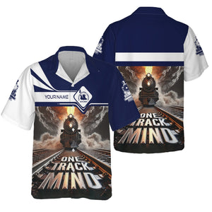 Railspirit Personalized CNJ Jersey Central Railroad Hawaiian Shirt One Track Mind Train Printed Shirt