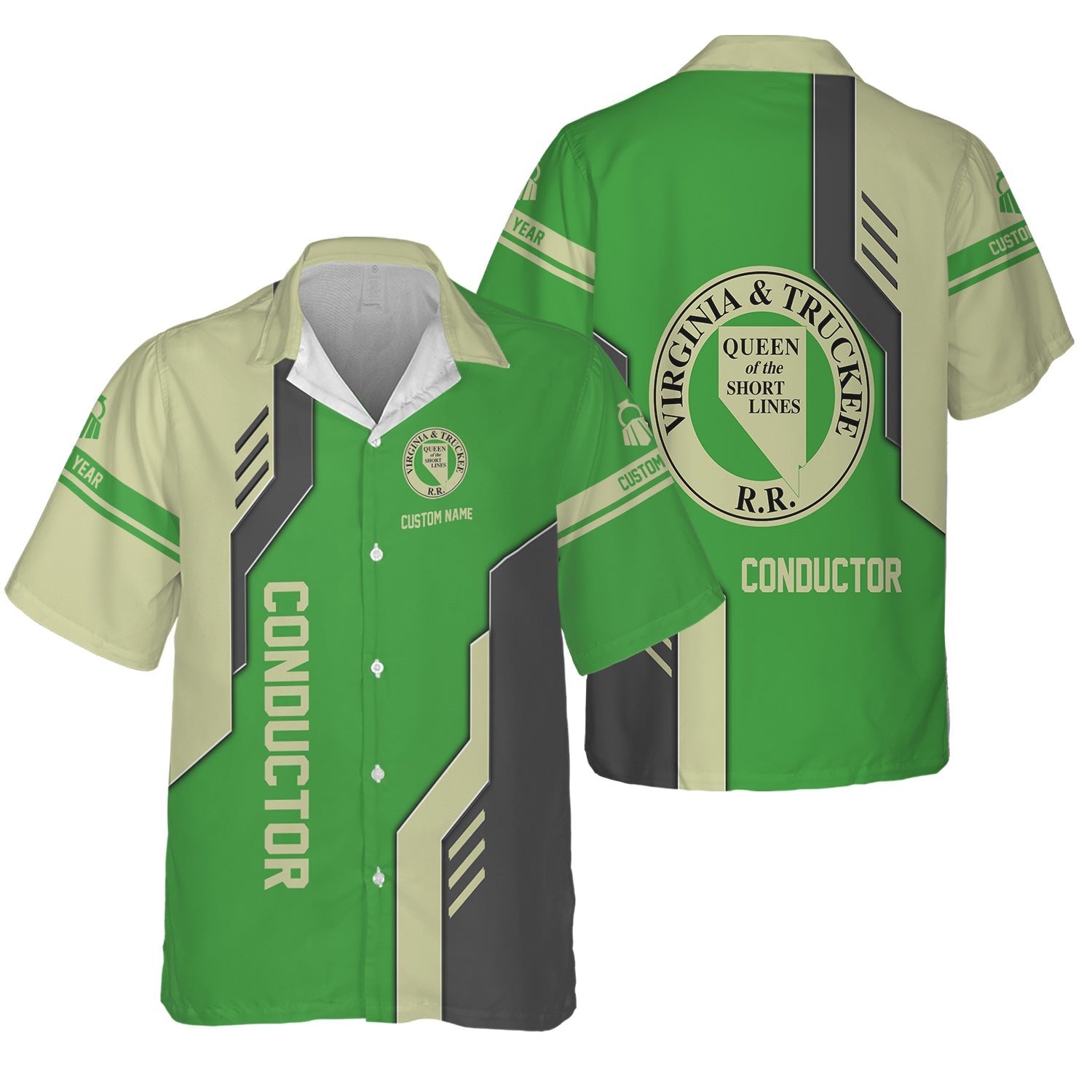 Railspirit Personalized Virginia & Truckee Railroad Hawaiian Shirt Unique Railway Style with Custom Job Train Shirt