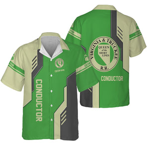 Railspirit Personalized Virginia & Truckee Railroad Hawaiian Shirt Unique Railway Style with Custom Job Train Shirt