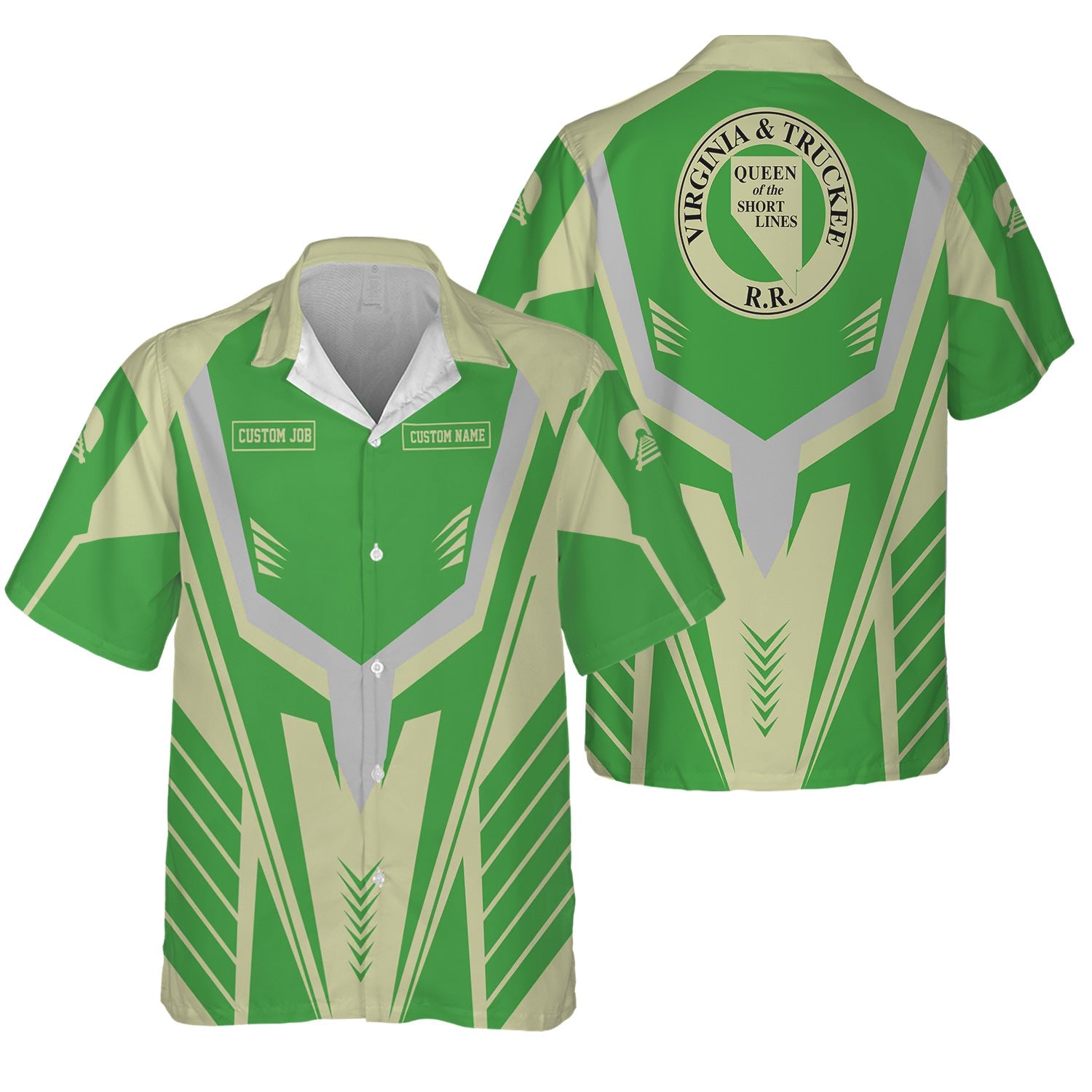Railspirit Personalized Virginia & Truckee Railroad Hawaiian Shirt Workwear-Inspired with Custom Position Train Shirt
