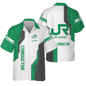 Railspirit Personalized East Japan Railway Hawaiian Shirt Unique Railway Style with Custom Job JR-EAST Train Shirt