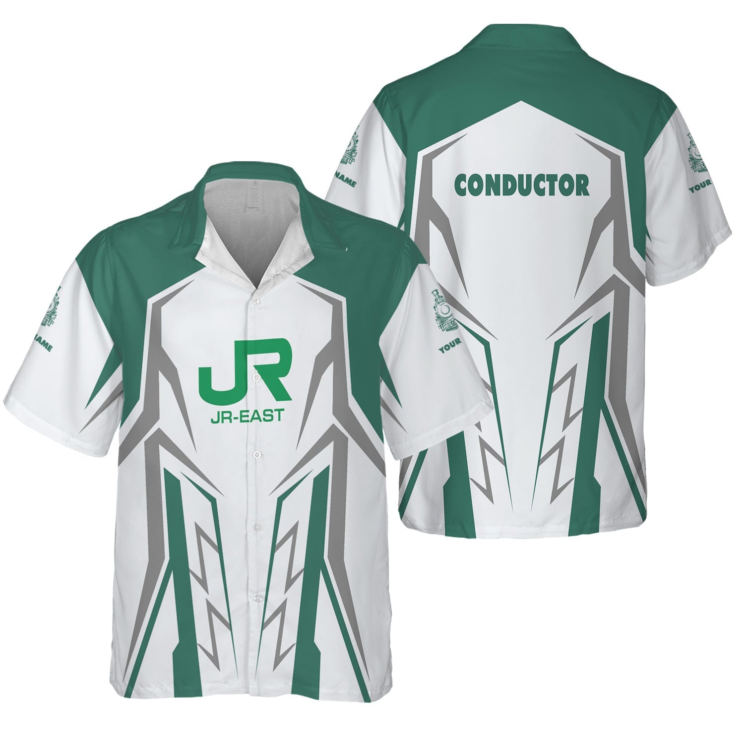 Railspirit Personalized East Japan Railway Hawaiian Shirt Futuristic Design with Custom Job JR-EAST Train Shirt