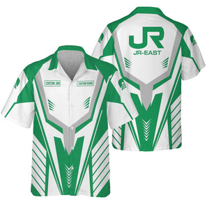 Railspirit Personalized East Japan Railway Hawaiian Shirt Workwear-Inspired with Custom Position JR-EAST Train Shirt