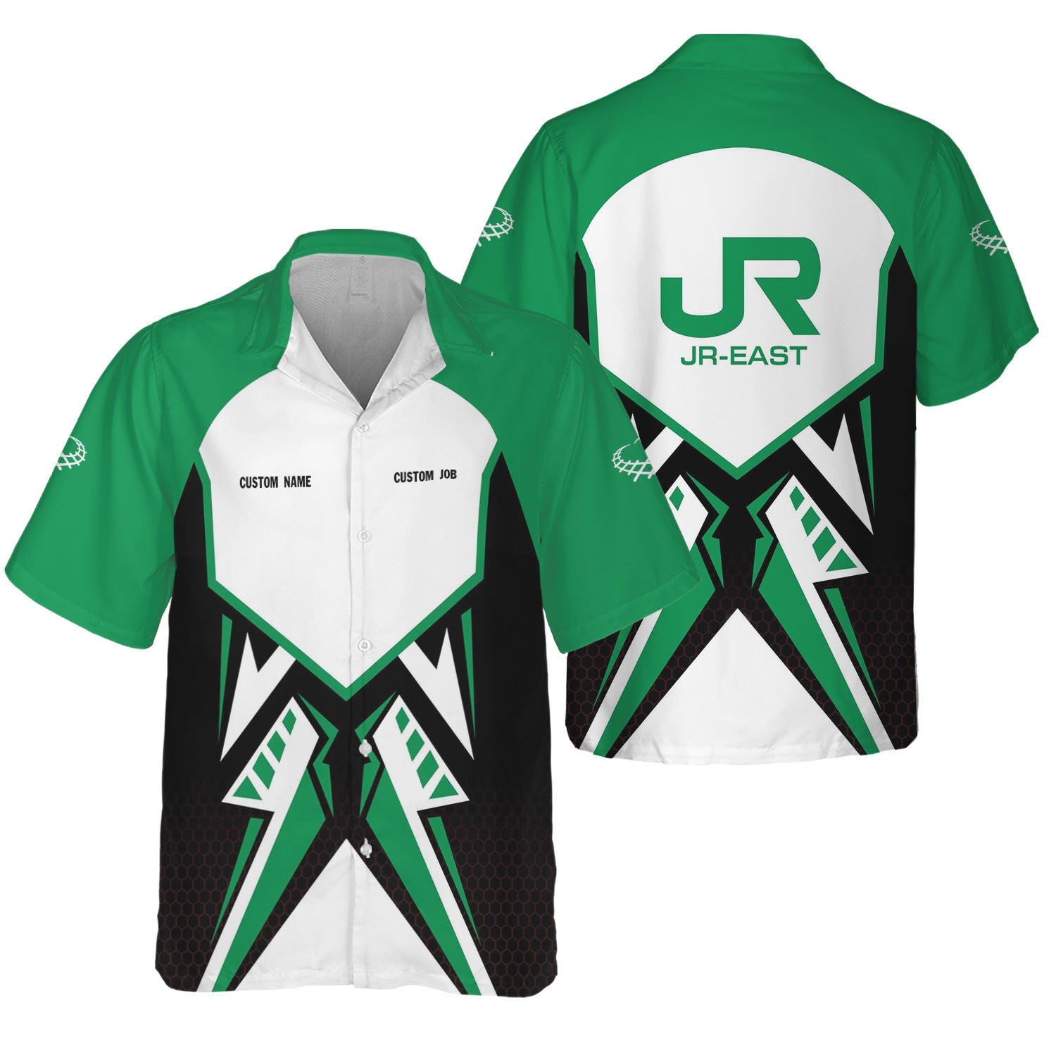 Railspirit Personalized East Japan Railway Hawaiian Shirt Vibriant Style with Custom Position JR-EAST Train Shirt