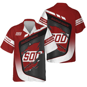 Railspirit Personalized Soo Line Railroad Hawaiian Shirt Ripped Texture Style Train Shirt For Railroad Fanatic