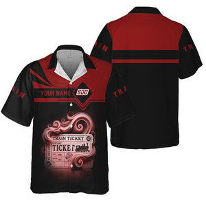 Railspirit Personalized Soo Line Railroad Hawaiian Shirt Train Ticket  American Locomotive Printed Train