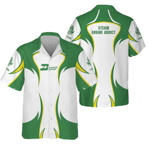 Railspirit Personalized Burlington Northern Railroad Hawaiian Shirt Distinctive Flame Style Shirt For Steam Engine Addict