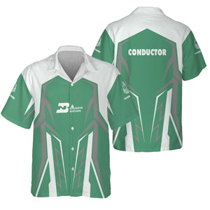 Railspirit Personalized Burlington Northern Railroad Hawaiian Shirt Futuristic Design with Custom Job Train Shirt