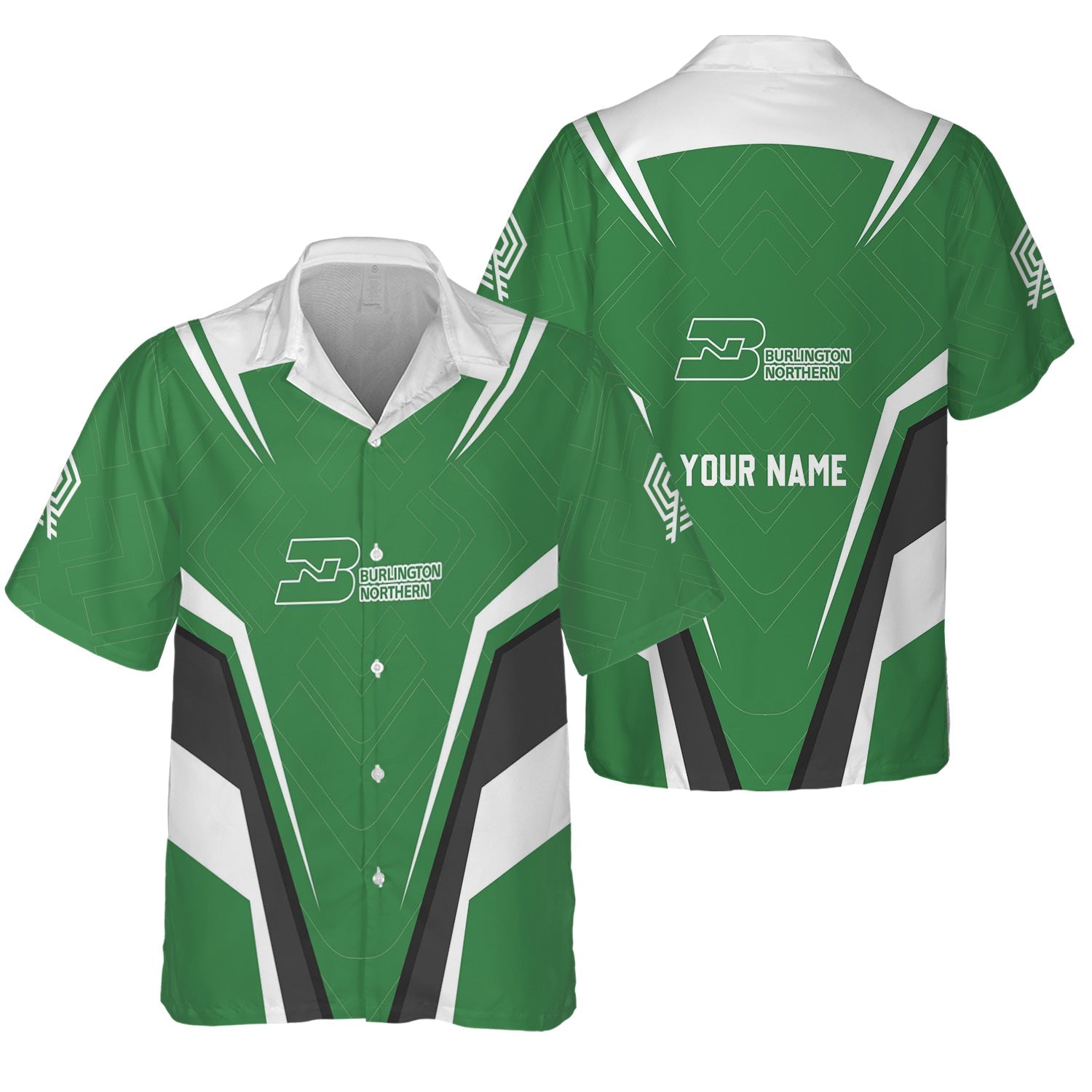 Railspirit Personalized Burlington Northern Railroad Hawaiian Shirt Railway Inspired Apparel Train Shirt For Train Lovers