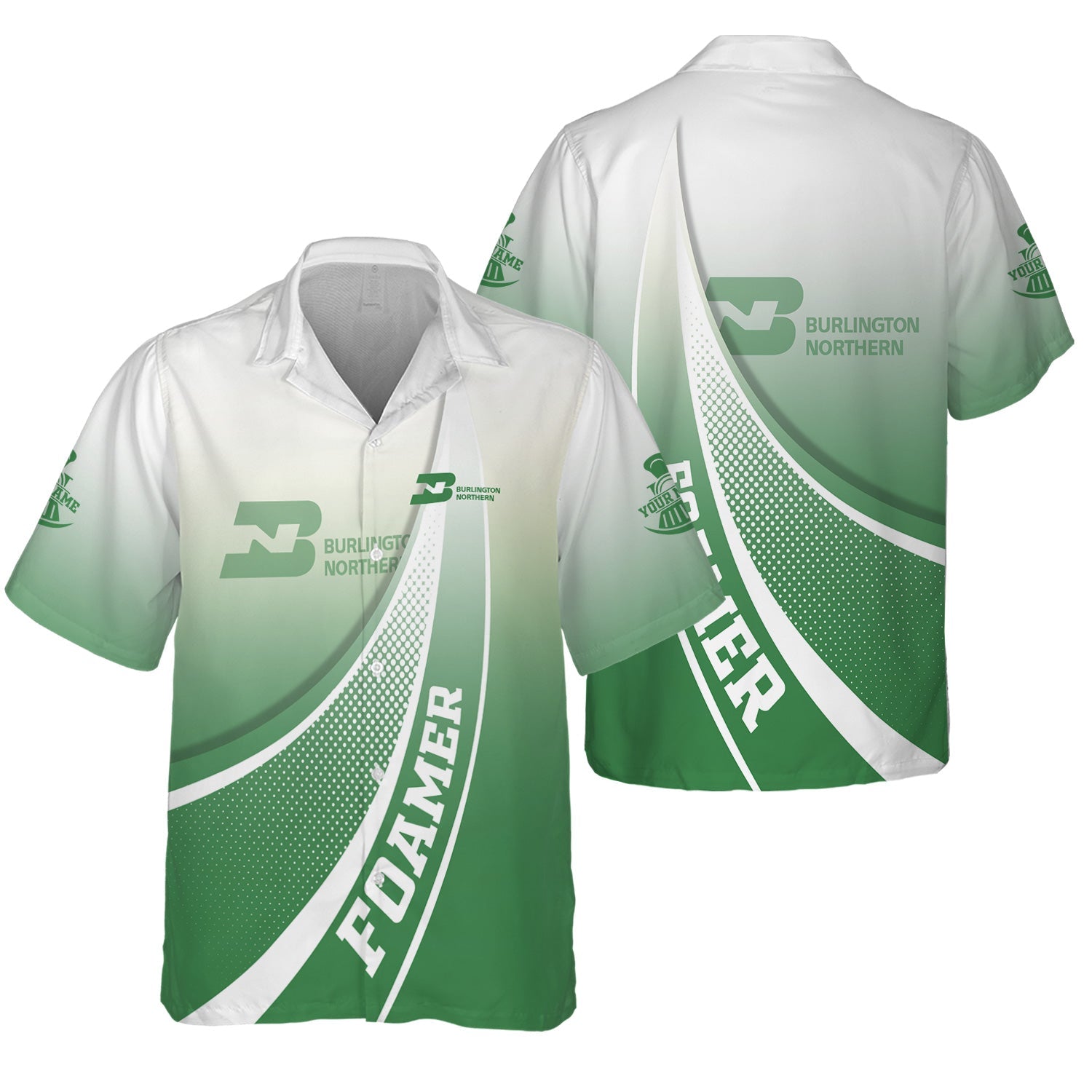Railspirit Personalized Burlington Northern Railroad Hawaiian Shirt Railway-Themed Style Shirt Gift Idea For Trainspotter