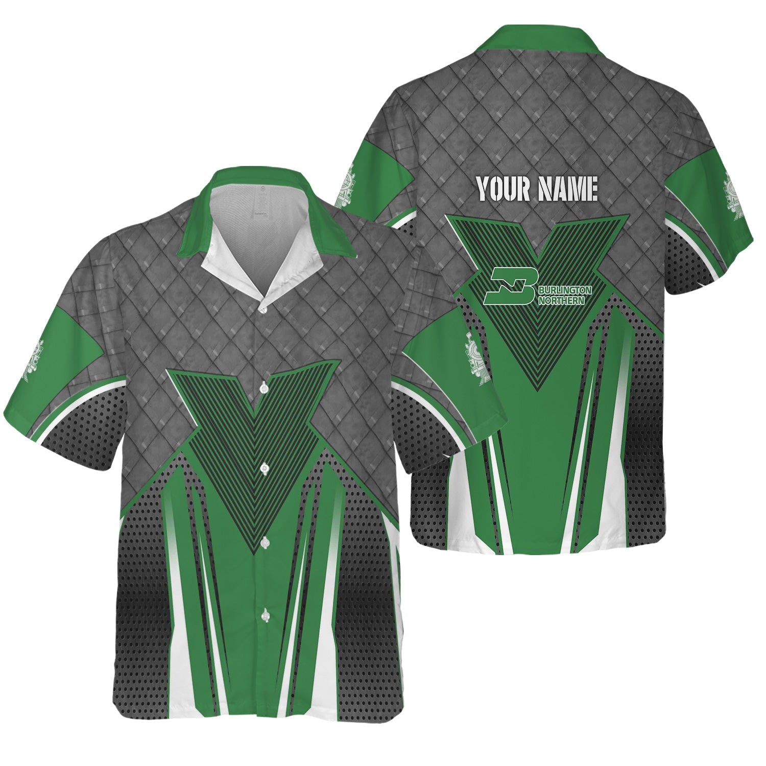 Railspirit Personalized Burlington Northern Railroad Hawaiian Shirt Rugged Steel Vibes Train Shirt All Over Print