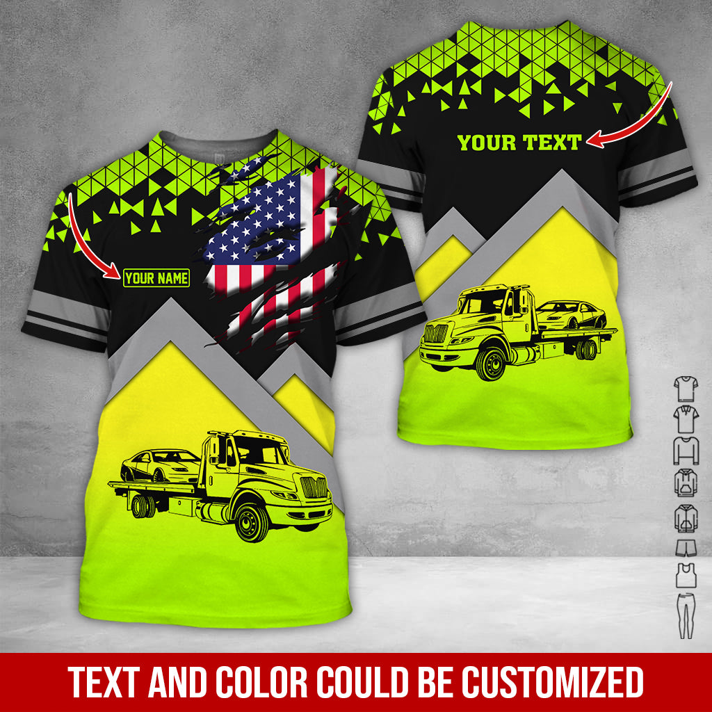 Custom Name and Love Tow Truck Printed Clothes, Personalized Tow Truck Gear