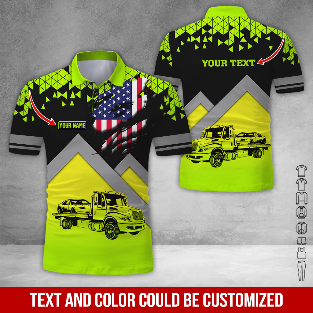 Custom Name and Love Tow Truck Printed Clothes, Personalized Tow Truck Gear