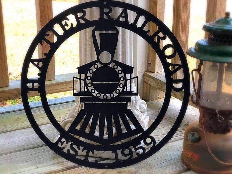Railspirit Personalized Metal Train Sign Home Decor Wall Art