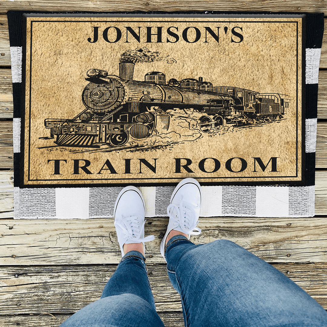 Personalized Train Room Steam Locomotive Doormat