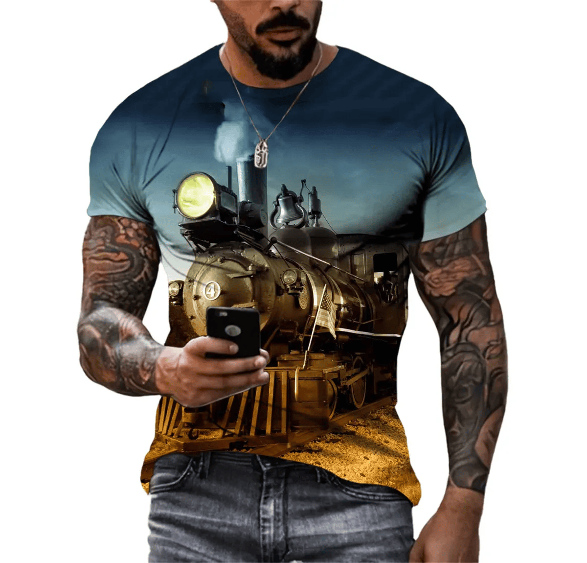 Railspirit T-shirt Summer Retro Classic Vintage Steam Train Nostalgic Shirt