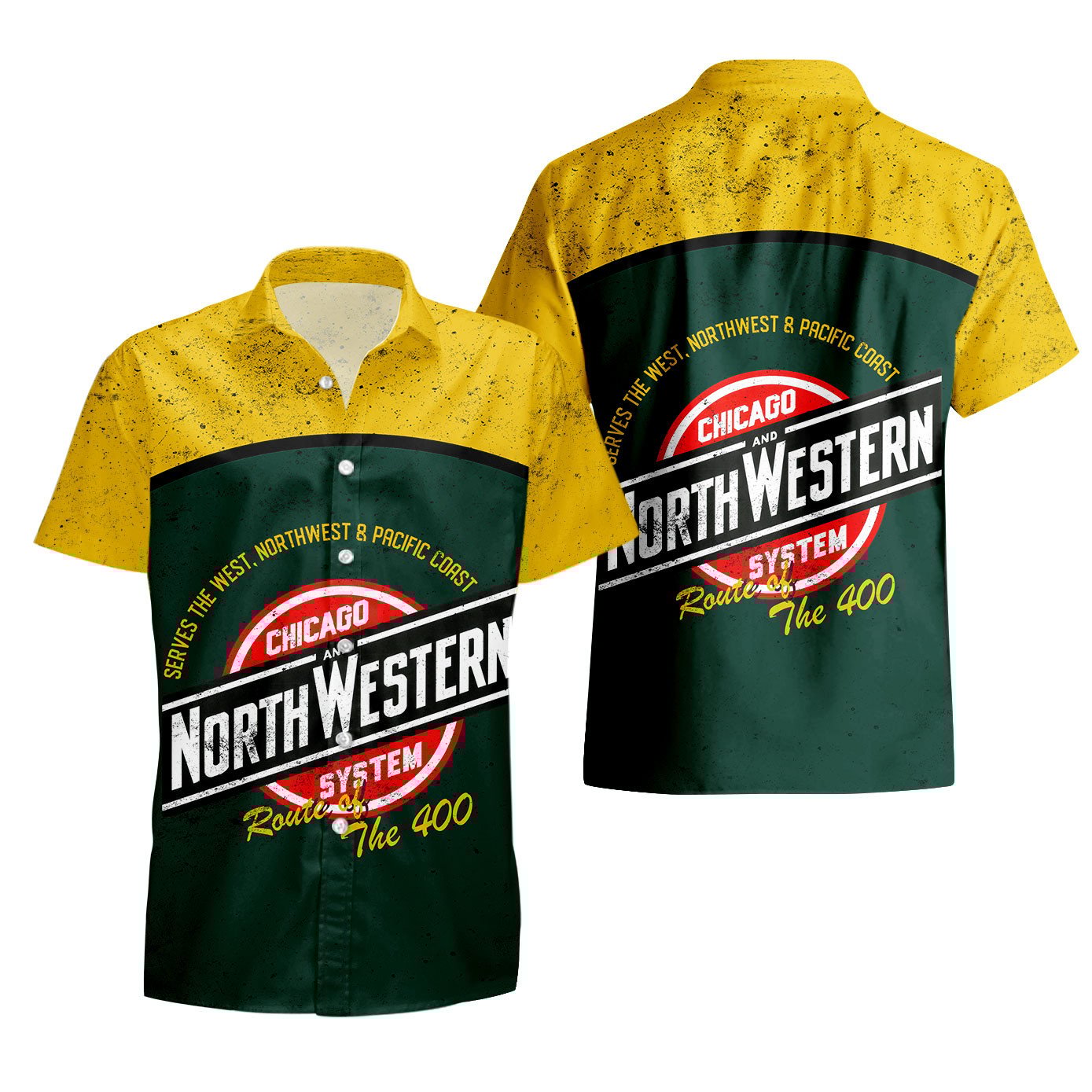 Railspirit Chicago North Western Railroad Curve Style Printed Hawaiian Shirt