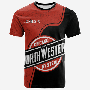 Railspirit Personalized Vintage Chicago North Western Red T Shirt All Over Print