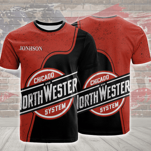 Railspirit Personalized Vintage Chicago North Western Red T Shirt All Over Print