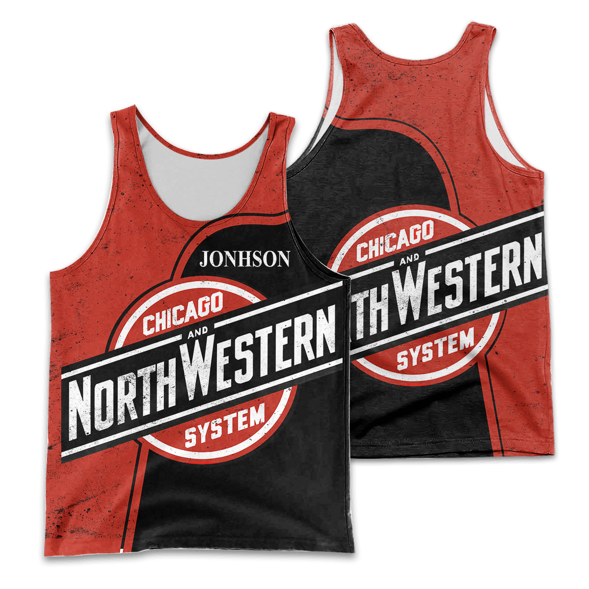 Railspirit Chicago North Western Railroad Printed Red Tank Top