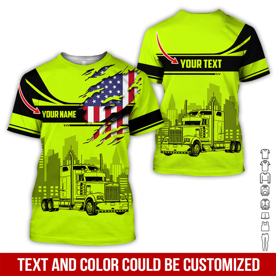 Custom Love Semi Truck Shirt, Personalized Workwear, Truck Driver Gift