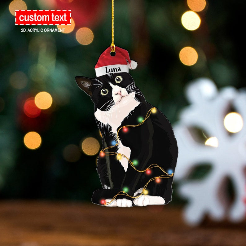 Tuxedo Cat Christmas Ornament, Custom Cat Ornament, Tuxedo Cat Lover Gift, Cat Owner Gift