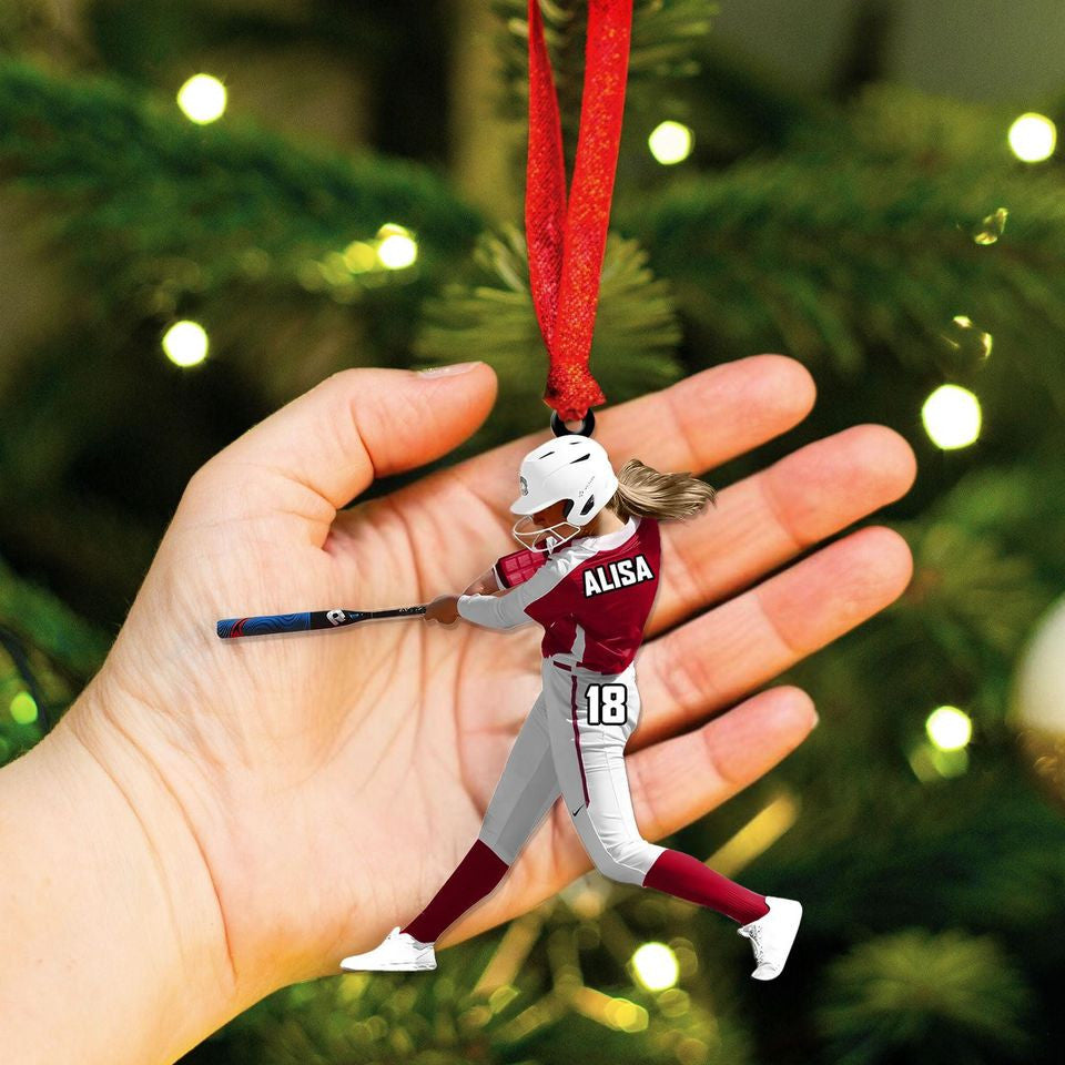 Personalized Softball Baseball Acrylic Ornament, Custom Name & Number Sports Gift, Chritmas For Home Decor, Christmas Ornament 2025