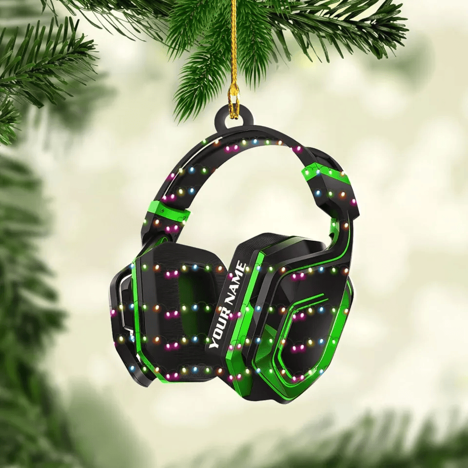 Custom Gaming Head Phones Ornaments 2025 Gaming Head Phones Light Christmas Ornament Decor Gift For Gamer