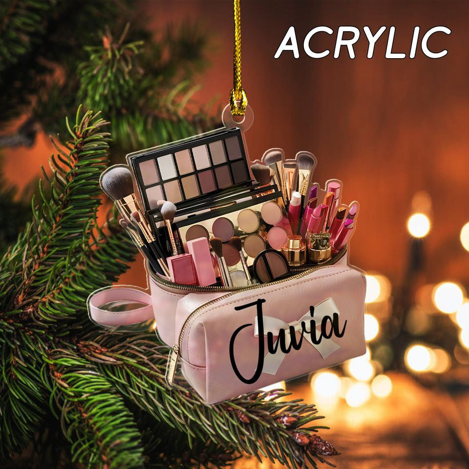 Custom Name Makeup Acrylic Ornaments, Christmas Gift, Gift For Makeup Artist, Christmas Decor 2025