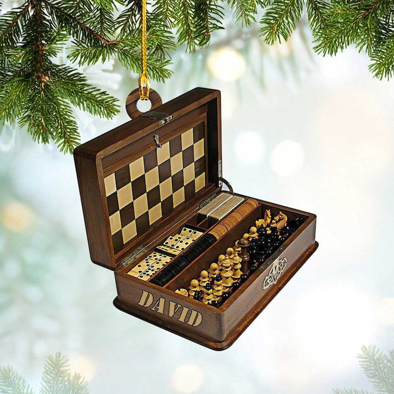 Personalized Chess Set Box Christmas Ornament, Chess Christmas, Chess Ornament, Christmas Gift For Chess Lovers, Tree Hanging Decor