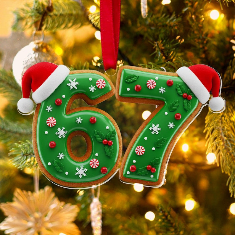 Viral 67 Ornament, Six Seven Ornament, Ornament Gift For Teen, Funny Teen Gift, Grandkid Gift, Gen Alpha Humor, 67 Meme Ornament