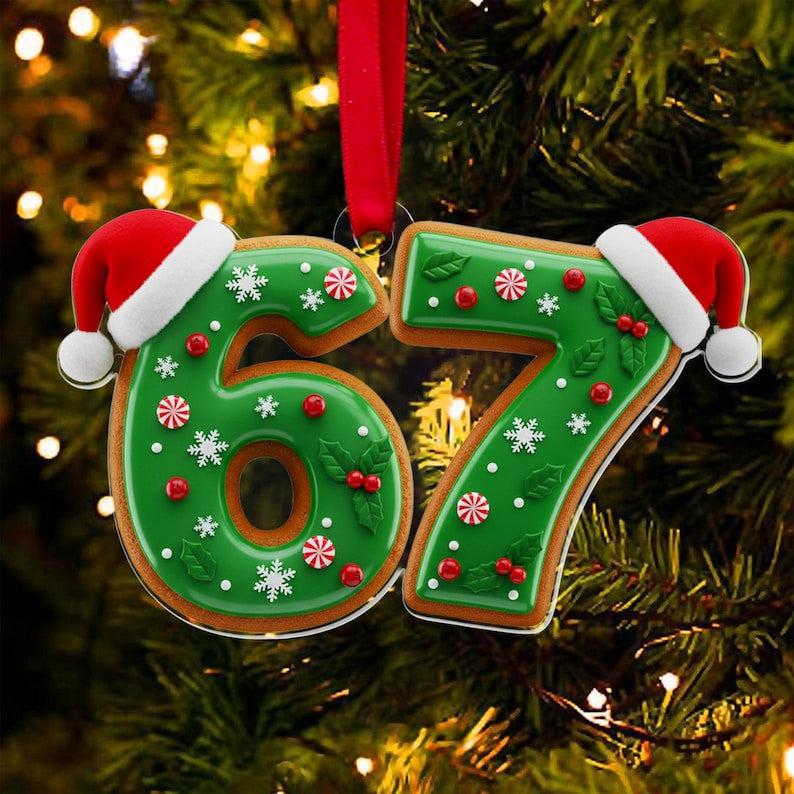 Viral 67 Ornament, Six Seven Ornament, Ornament Gift For Teen, Funny Teen Gift, Grandkid Gift, Gen Alpha Humor, 67 Meme Ornament