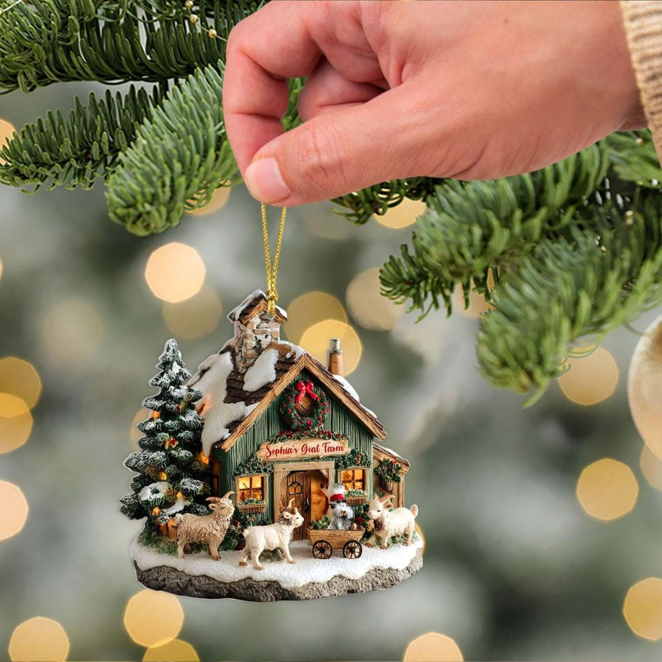 Personalized Goat Farm Acrylic Ornament 2025, Custom Farm Barn Christmas Ornament