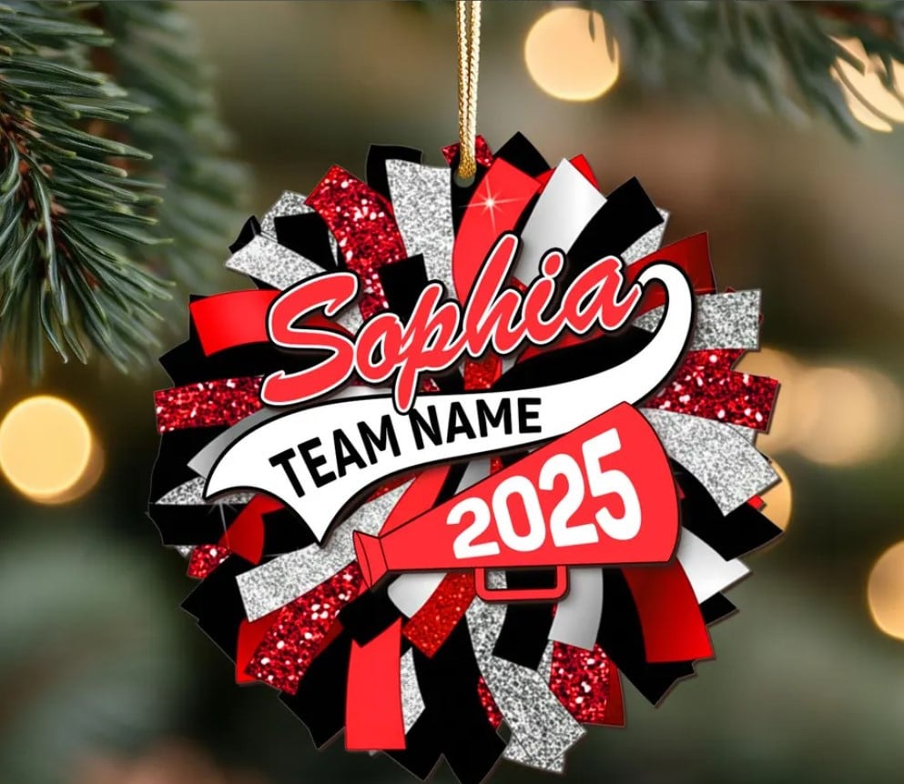 Custom Cheerleader Girl Ornament, Personalized Cheer Team Ornament, Cheerleading Christmas Gift, Senior Night Keepsake, Cheer Squad 2025