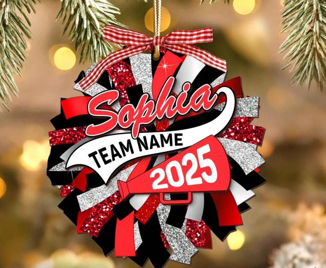 Custom Cheerleader Girl Ornament, Personalized Cheer Team Ornament, Cheerleading Christmas Gift, Senior Night Keepsake, Cheer Squad 2025