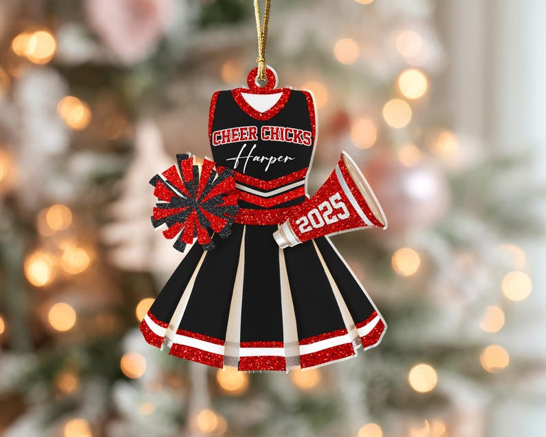 Custom Cheerleading Christmas Ornament, Cheerleader Ornament, Sport Ornament, Cheer Team Gift, Cheerleading Team Gift, Christmas Decor