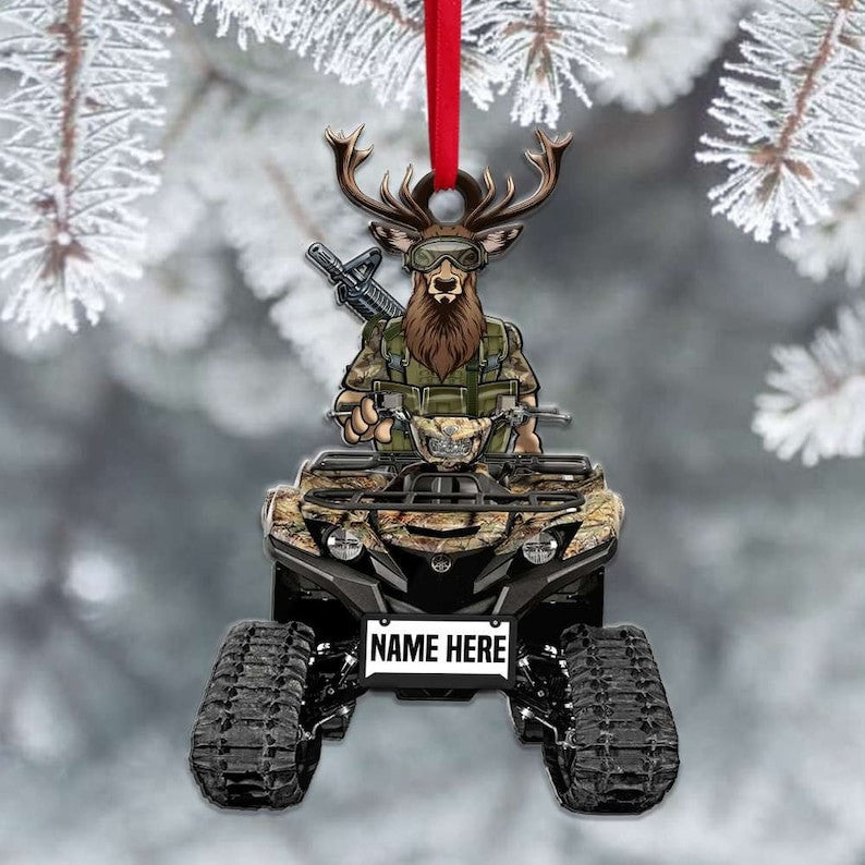 Personalized Hunting Atv, Deer Hunter Ornament, Hunting Ornament, Hunting Christmas Acrylic Flat Ornament, Gift For Hunter