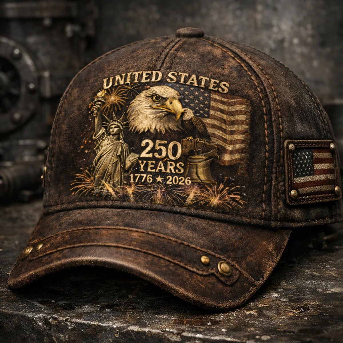 United States 250 Years Vintage Cap, 1776–2026 Patriotic Distressed Hat, USA Eagle Liberty Cap, Independence Gift for Men