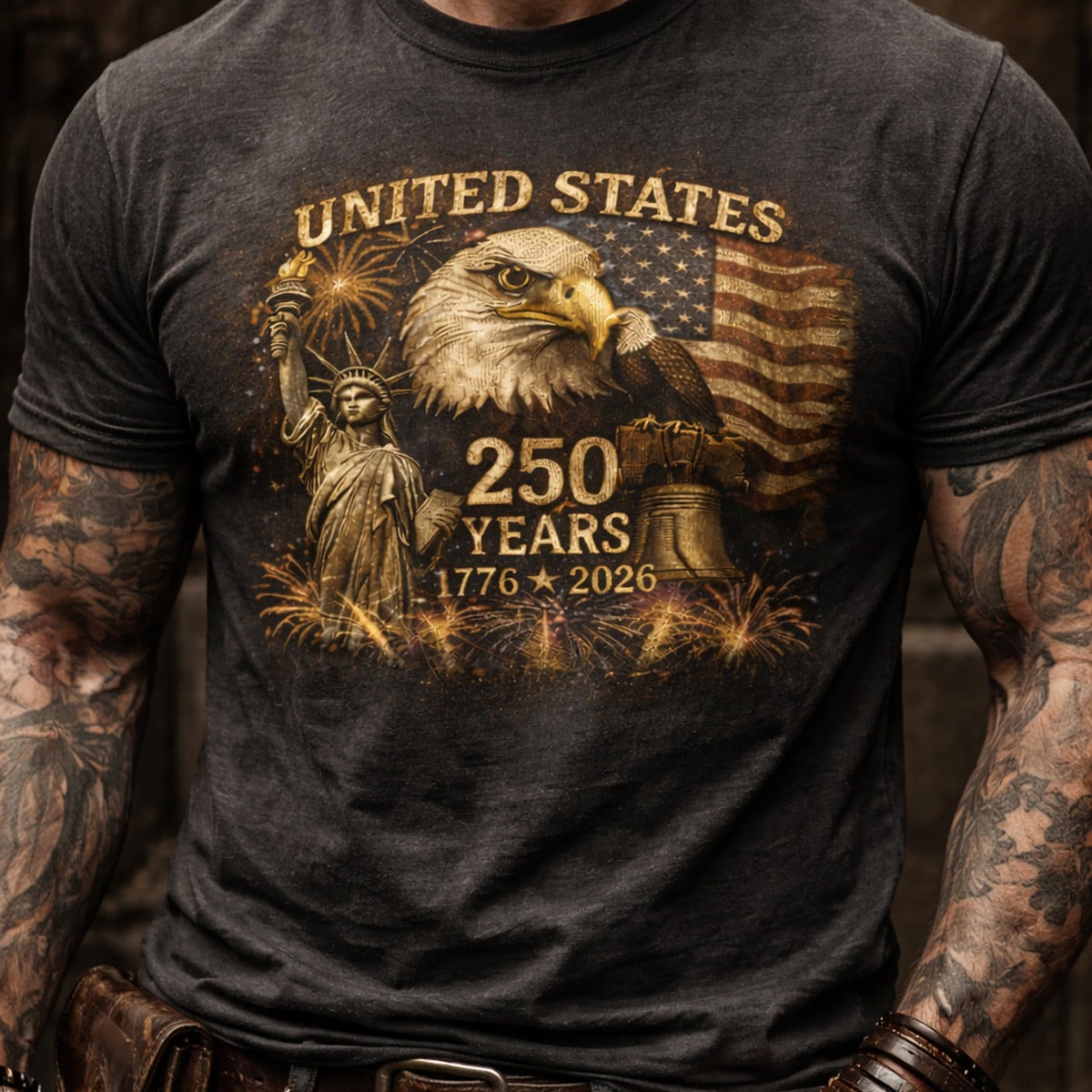 United States 250 Years T Shirt, 1776–2026 Patriotic Eagle Liberty Tee, Vintage USA Shirt, Independence Day Gift for Men