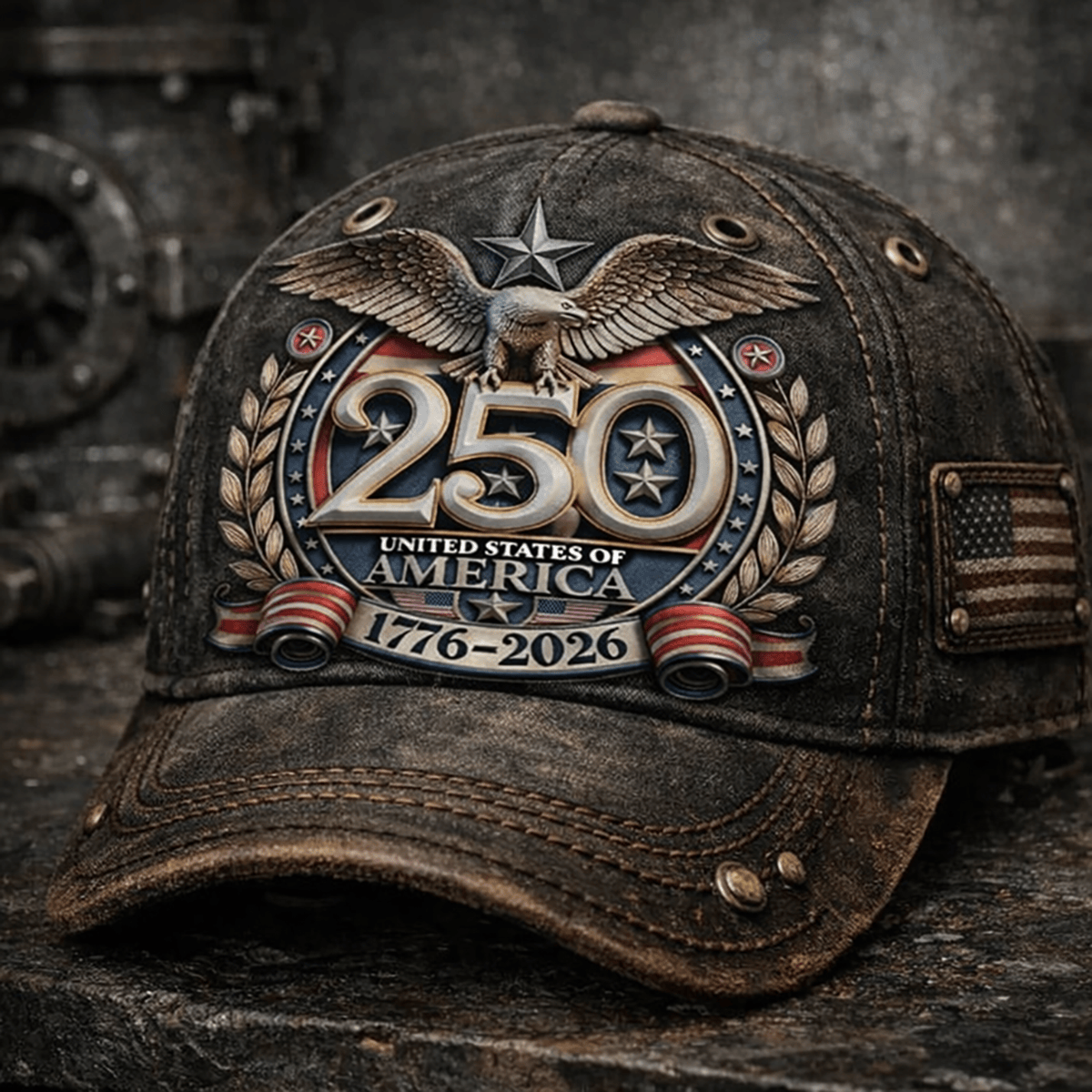 250 Years United States of America 1776-2026 Printed Cap, Patriotic Eagle Vintage Print Hat, USA Anniversary Gift for Men