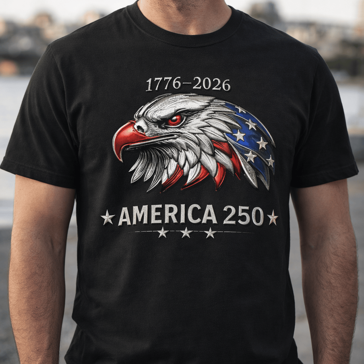 America 250 1776–2026 Printed T Shirt, Patriotic Eagle USA 250th Anniversary Tee, Independence Day Gift