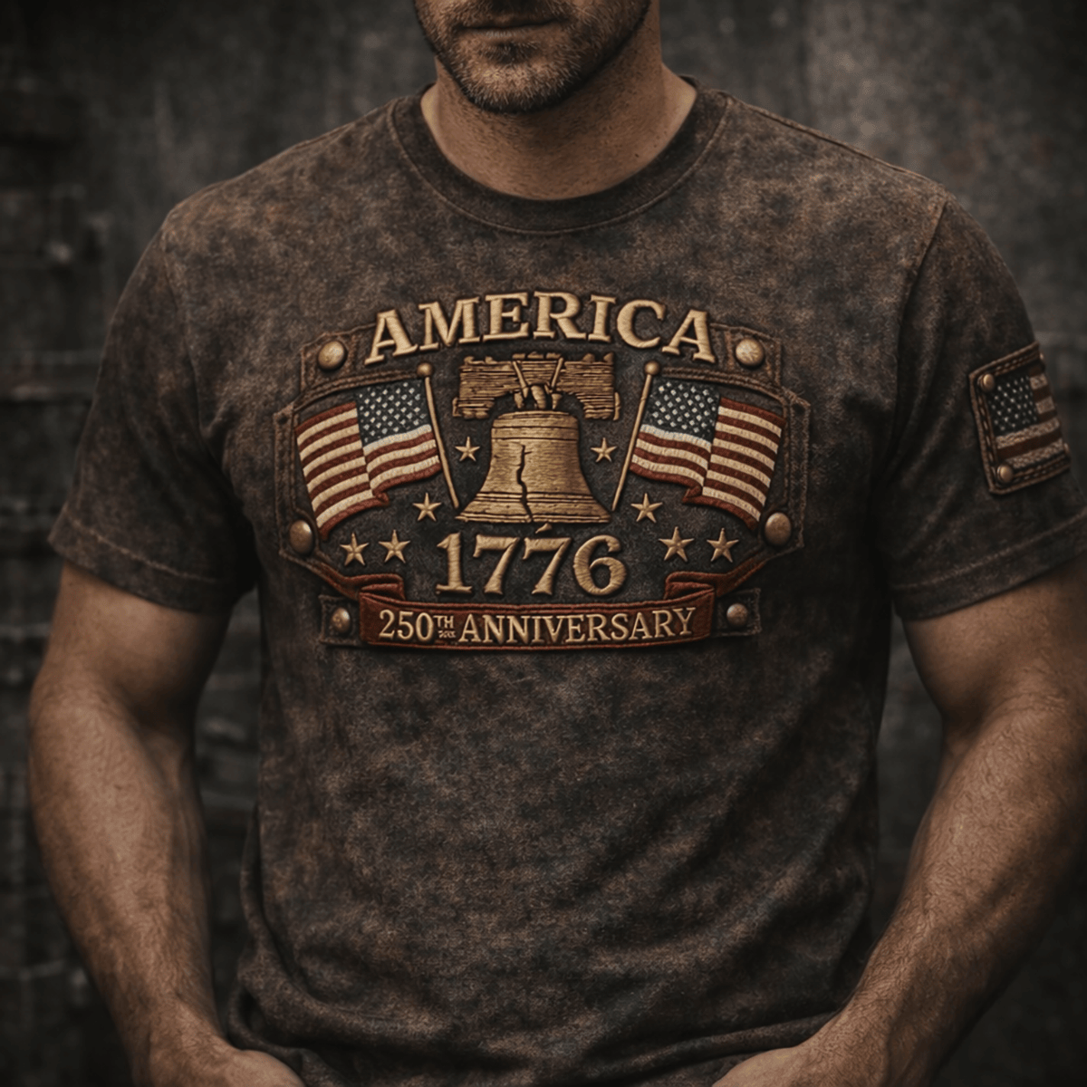 America 1776 250th Anniversary T Shirt, Patriotic USA Liberty Bell And American Flag Graphic Tee, Independence Day Shirt, 4th Of July Gift Idea