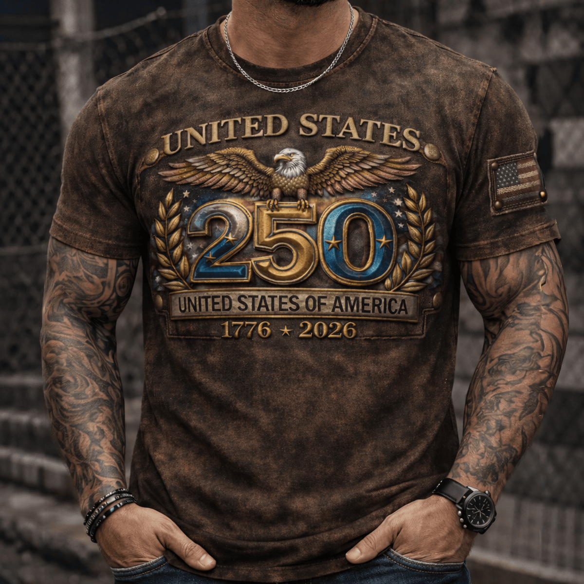 United States 250th Anniversary 1776-2026 T Shirt, Patriotic USA 250 Years Independence Day Shirt For Men, American Eagle Graphic Tee