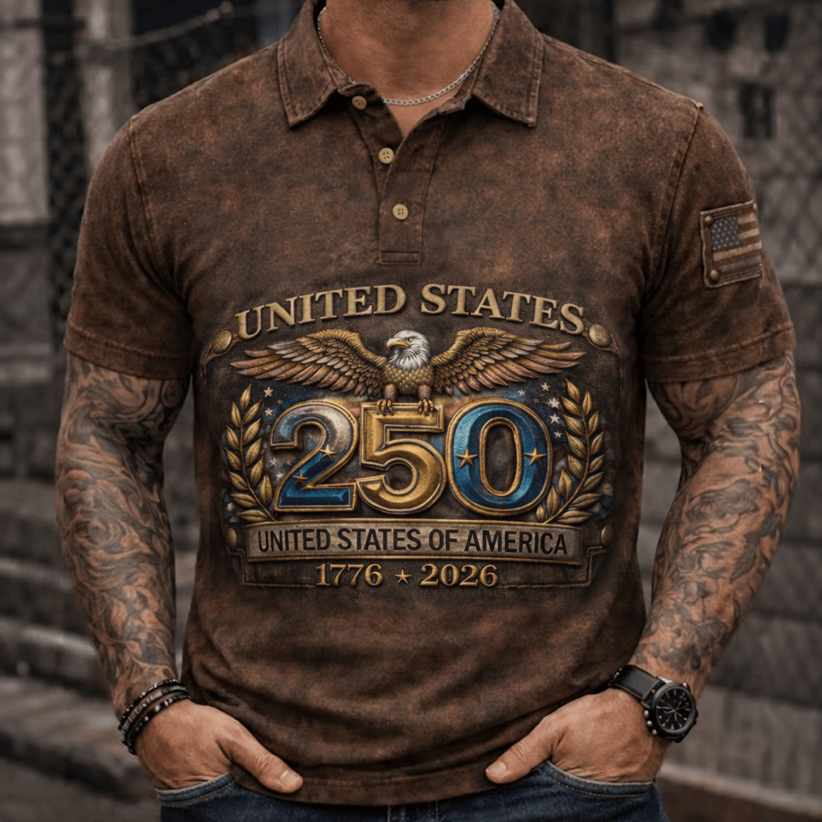 United States 250th Anniversary 1776-2026 Polo Shirt, Patriotic USA 250 Years Independence Day Shirt For Men, American Eagle July 4th Gift