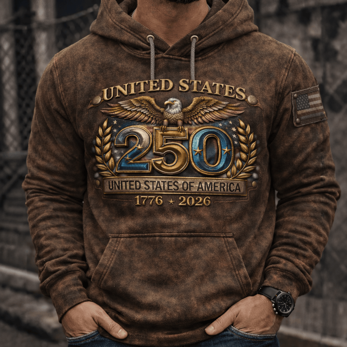 United States 250th Anniversary 1776-2026 Hoodie, Patriotic USA 250 Years For Men, American Eagle 4th Of July Independence Gift